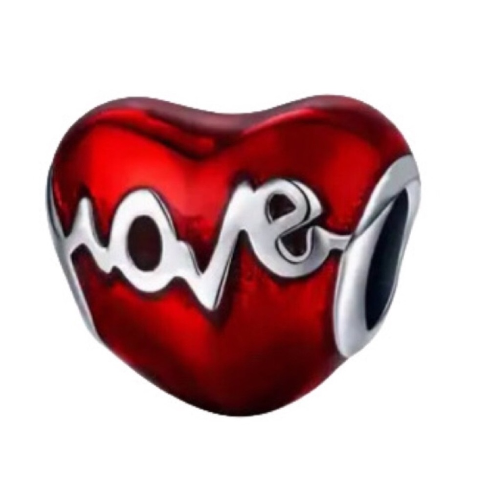 S925 Heart Rate Love EKG Charm Pandora Style